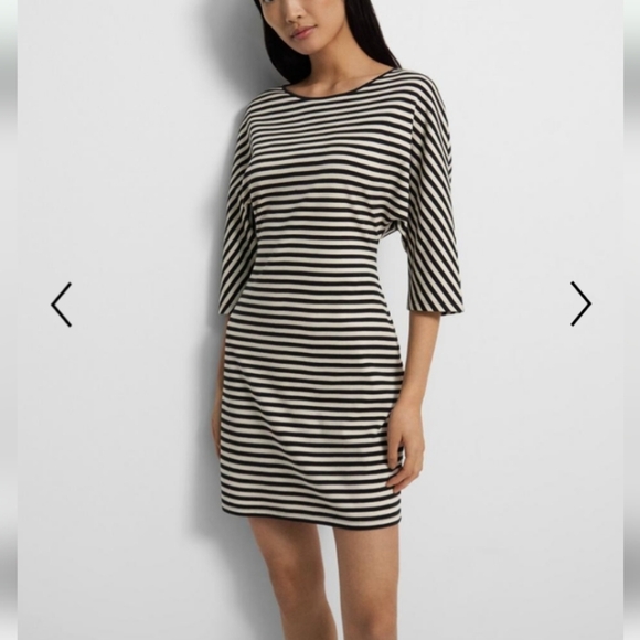 Theory Essential Tee Shirt Dress in Striped Cotton Jersey Mini Length Size 0 XS - Picture 1 of 12